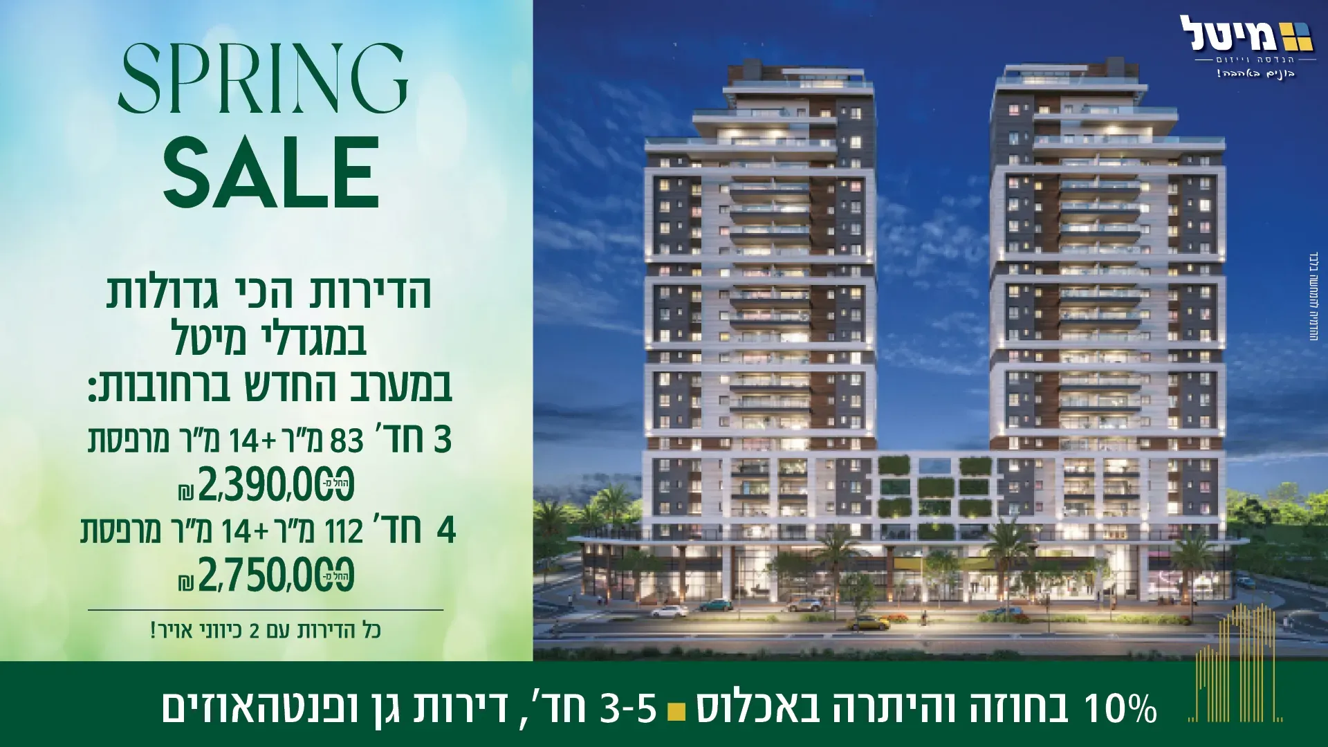 פרויקט מגדלי מיטל - רחובות הצעירה, רחובות | מיטל הנדסה